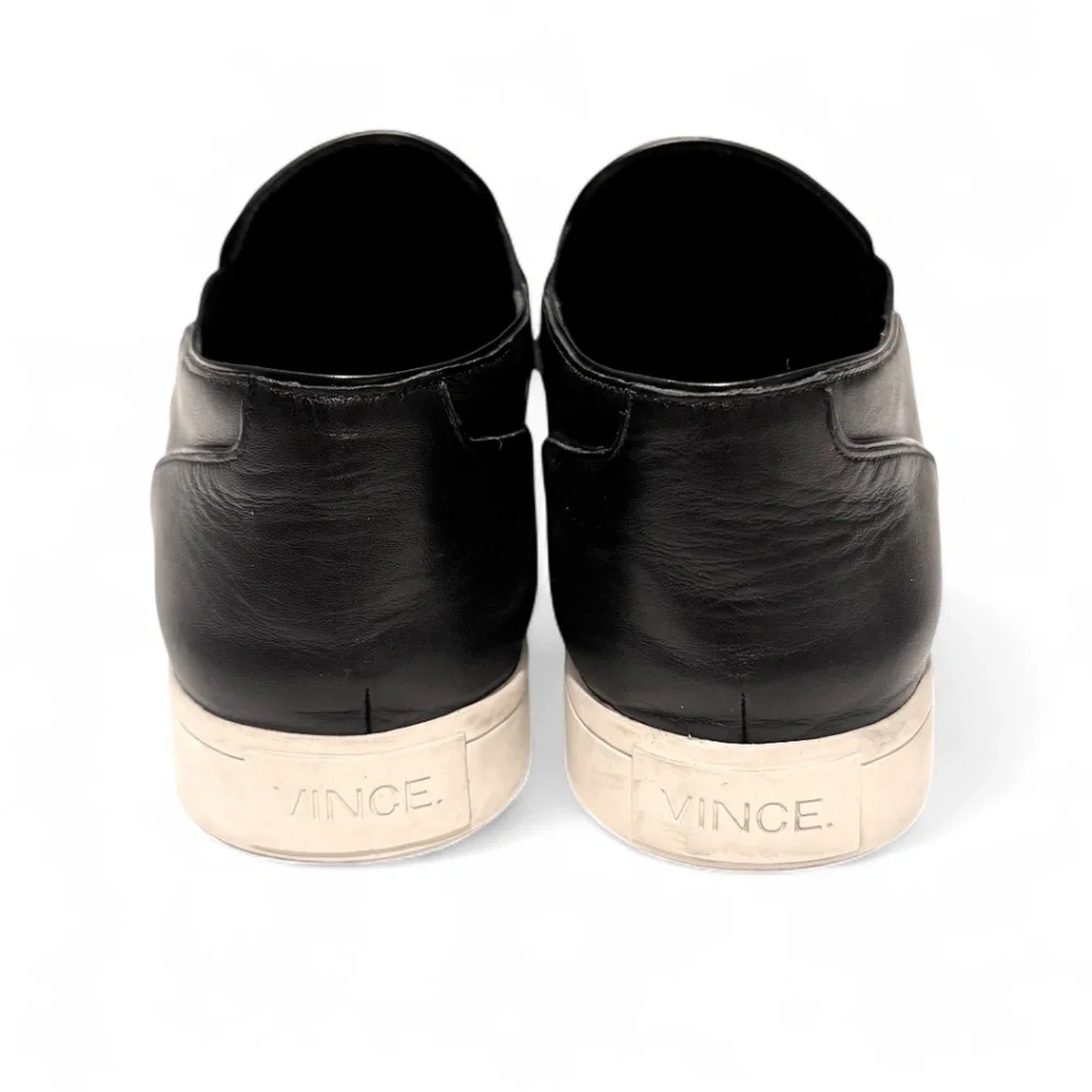 VINCE Black Leather Slip-On Sneakers – Women’s Size 9 (EU 39)